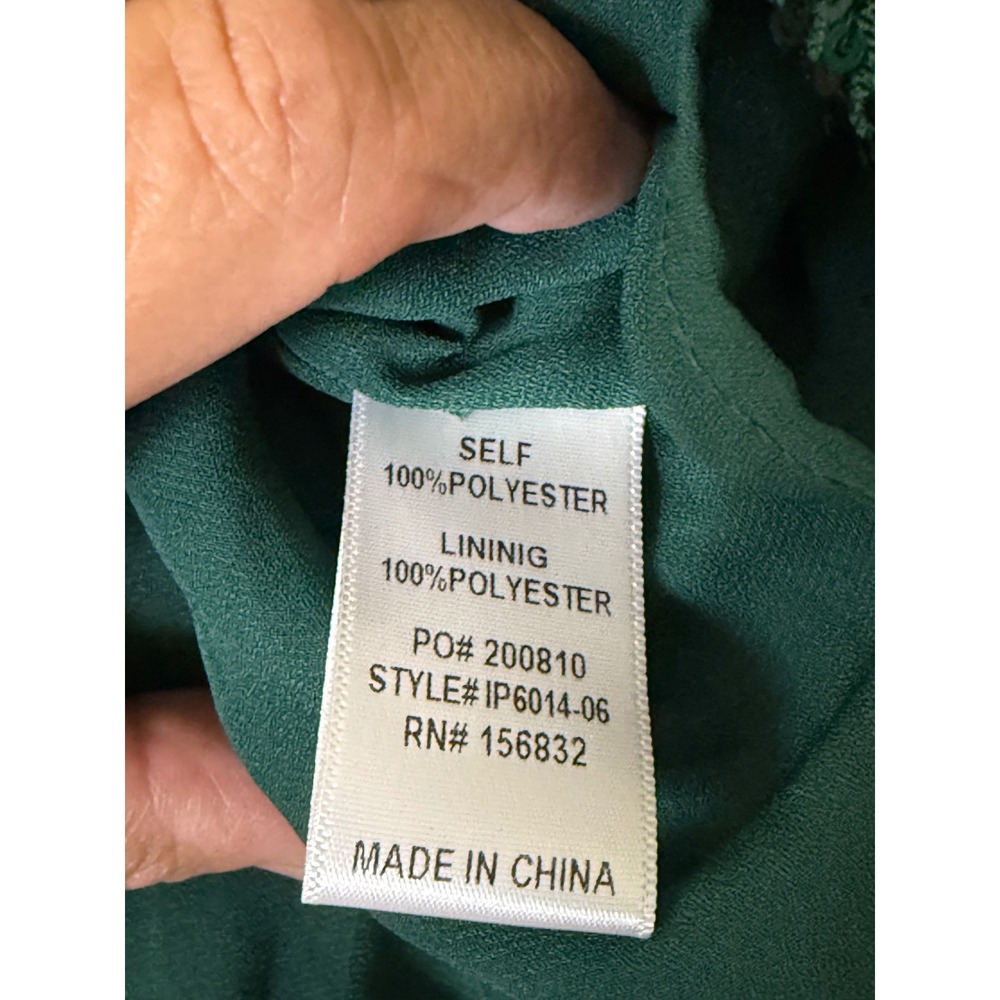 BIBI Emerald Green Sequin Button Down Shirt Long Sleeve Top XL Holiday Top - Picture 3 of 10